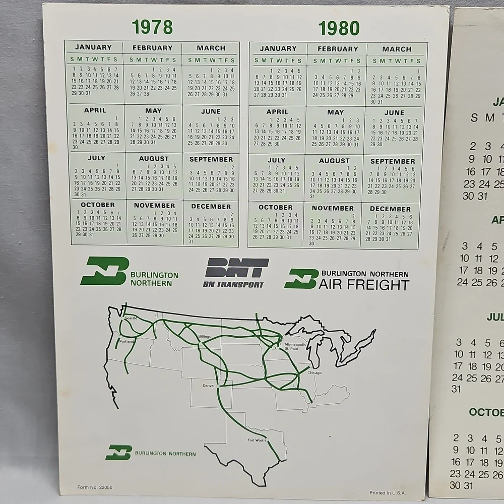 1979 Burlington Northern 1983 Burlington Northern Railroad Calendar